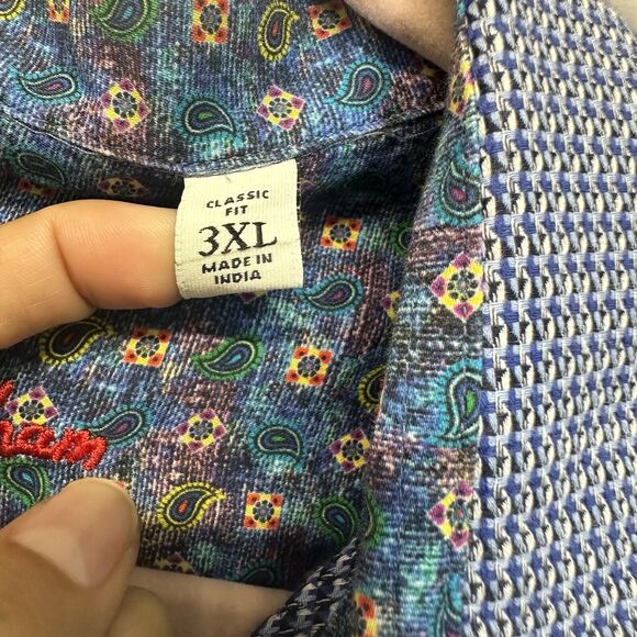 Robert Graham Shirt Men 3XL Blue Paisley Reverse Flip Cuff Button Up long Sleeve - Picture 10 of 13